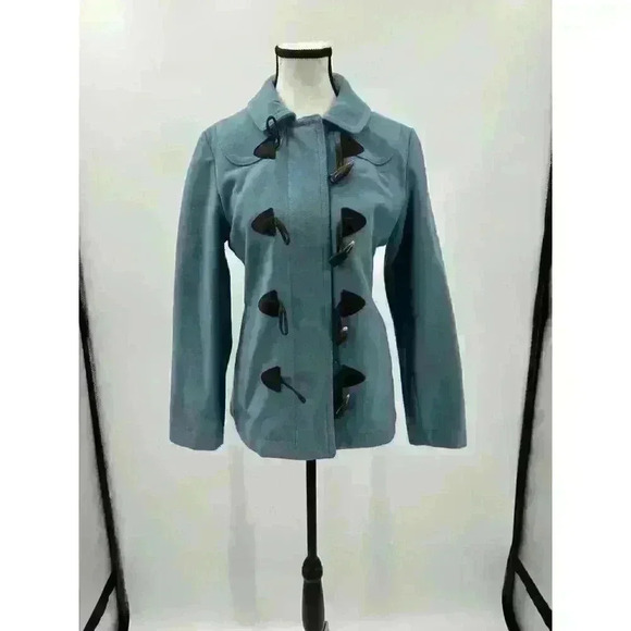 Gap Women's 60's Inspired Blue Toggle Button Coat w/ Inner Zipper‎ Coat Sz Small - Picture 9 of 15